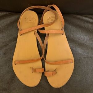 Handmade in Greece - Leather Strappy Sandals - Tan 39 8.5